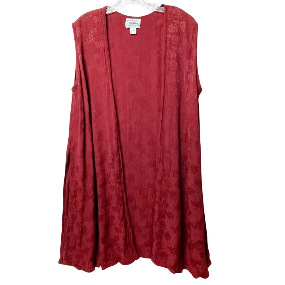 Tienda Ho Cardigan Duster Women’s Vintage One Size Burgundy Wrap Bohemian Floral